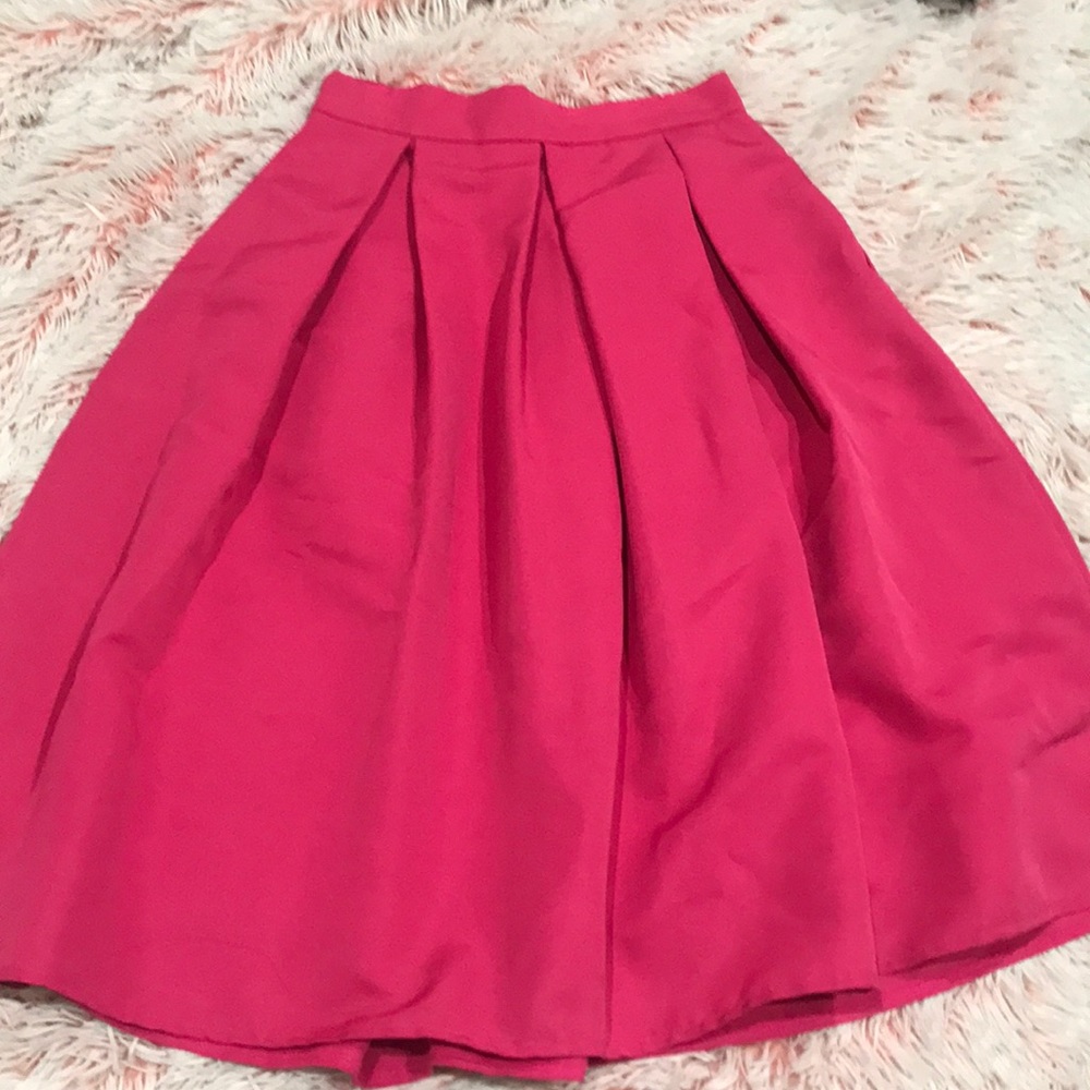 Fushia high waisted midi skirt